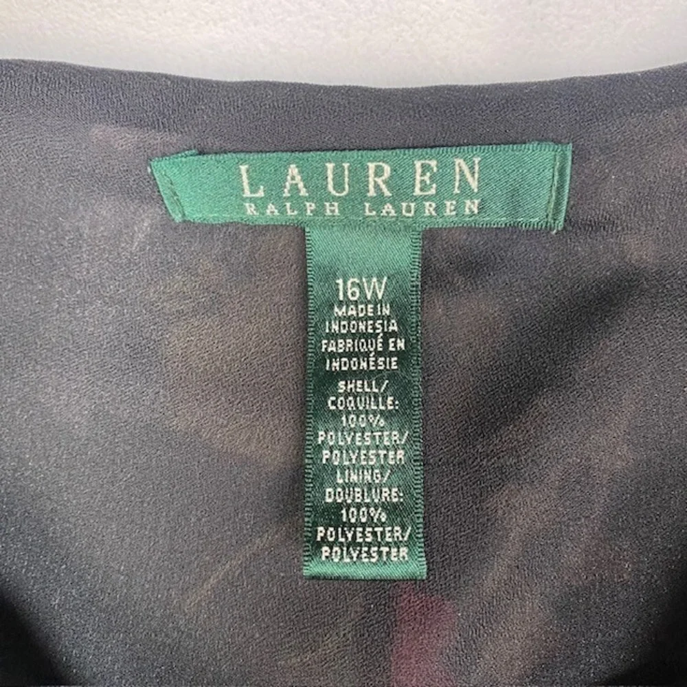Lauren Ralph Lauren Floral Chiffon Skirt Black Red Blue‎ Size 16W Swing